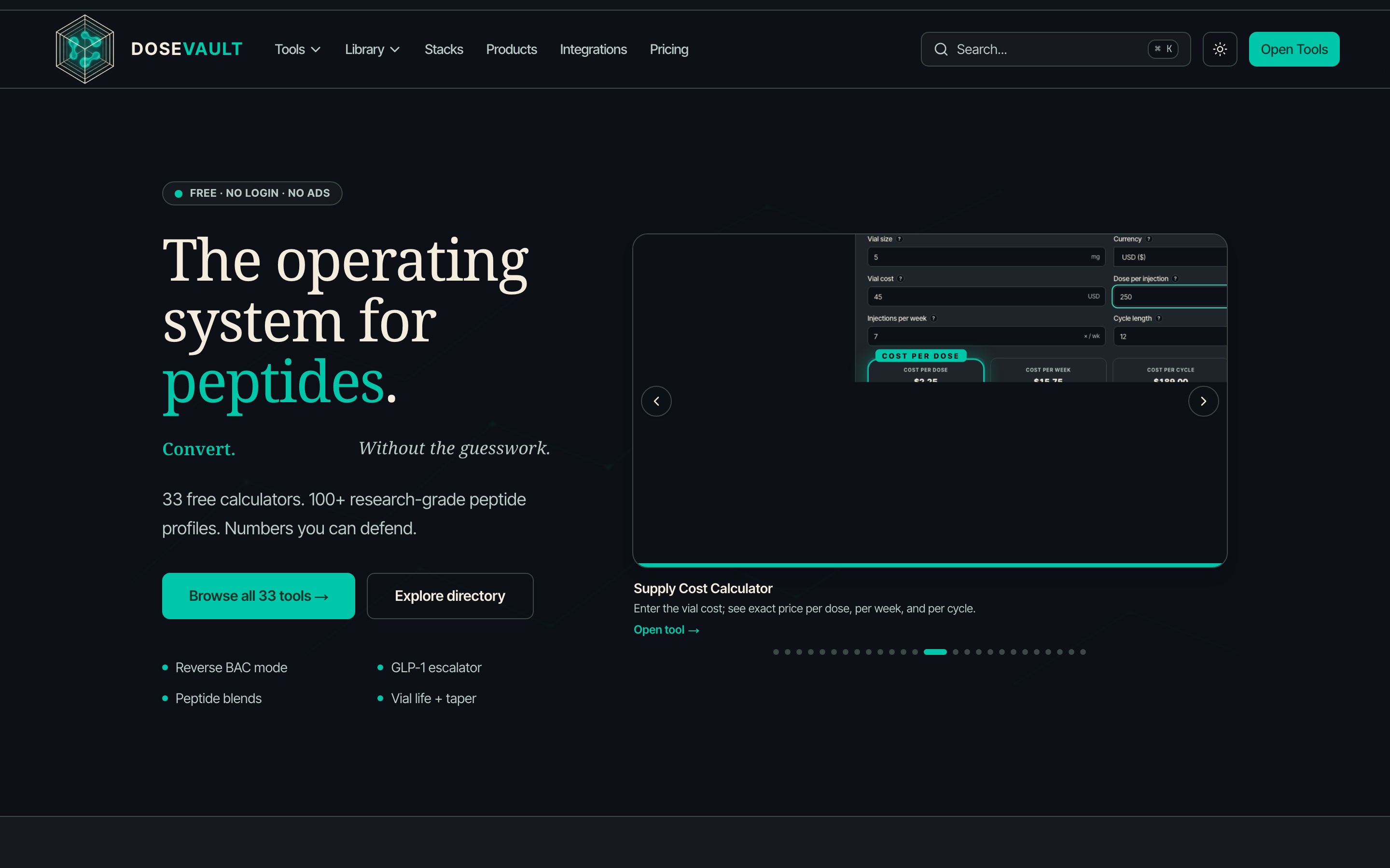 DoseVault · live site